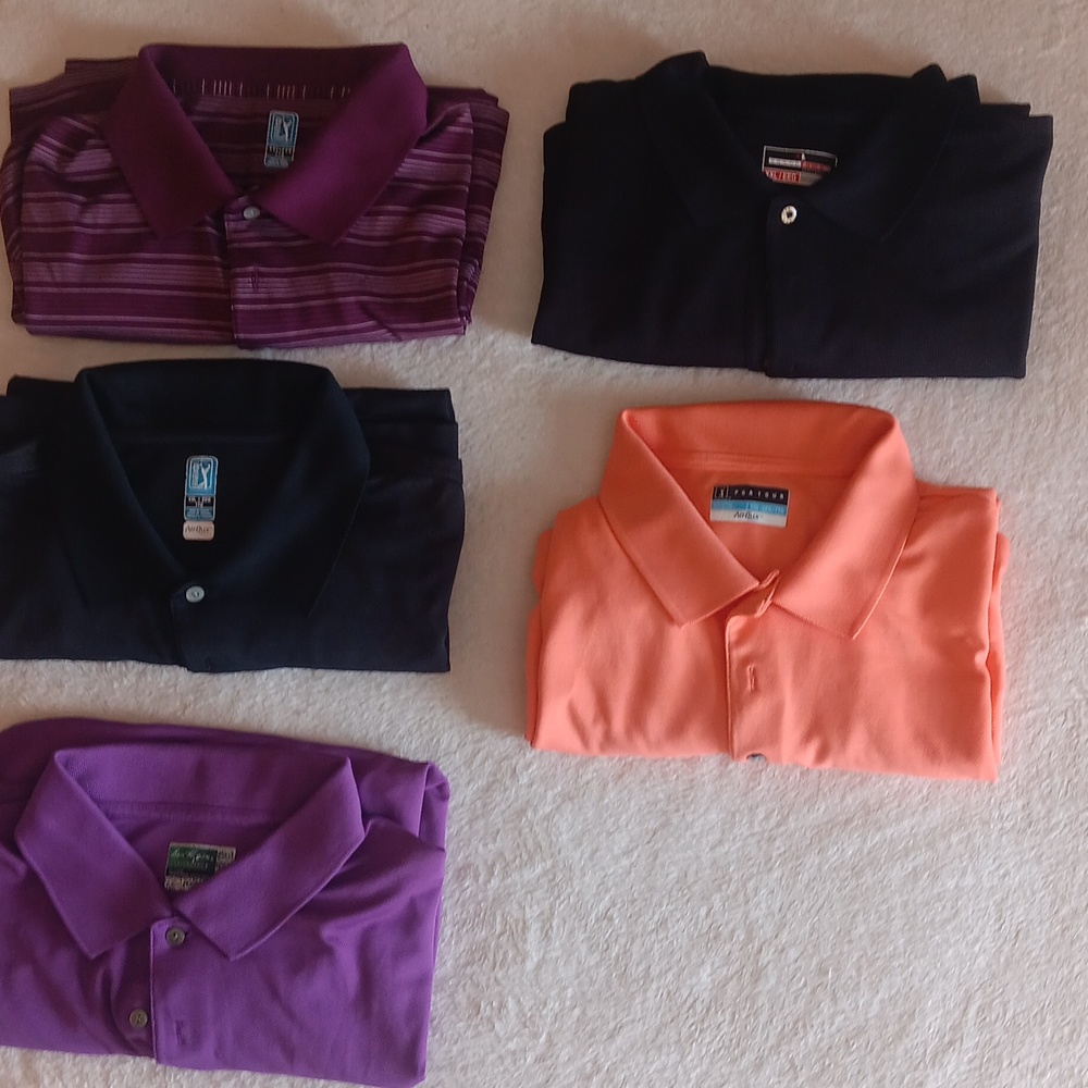 Lot of 5 Golf Shirts Assorted Colors  Size 2X PGA and Ben Hogan shirts